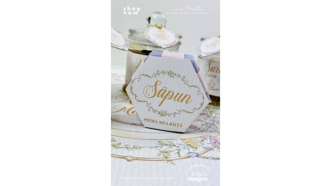 Set Prima Băiță cu Nașii după Botez Belle Époque Floral Garden 15